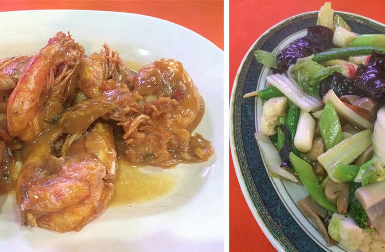 Butter Prawns und Gemüse