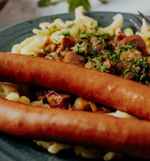 Schwäbische Linsen mit Spätzle und Saitenwürstchen