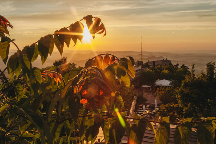 Sonnenuntergang am Castello della Guaita, San Marino