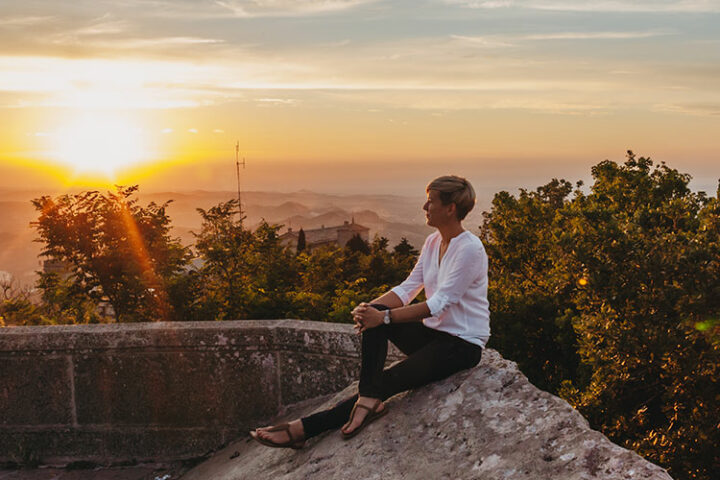 Sonnenuntergang am Castello della Guaita, San Marino