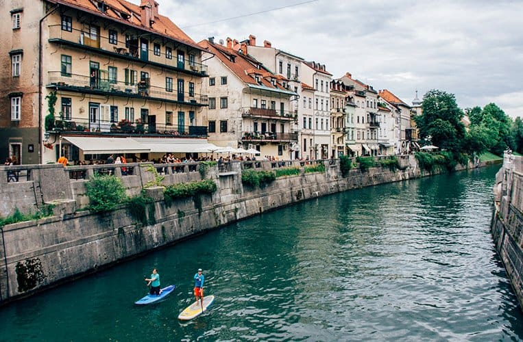 Die Ljubljanica und die Brücken der Stadt