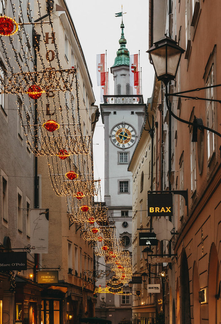 Getreidegasse, Salzburg in der Weihnachtszeit