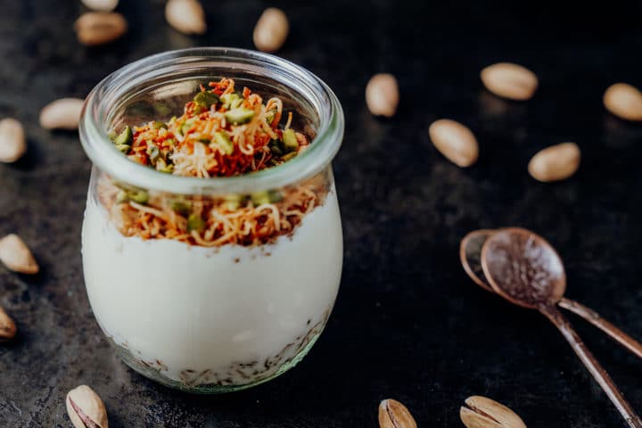 Türkischer Pudding mit Engelshaar – Muhallebili tel kadayıf