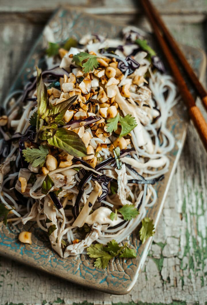 Rezept asiatischer Reisnudelsalat mit Hühnchen