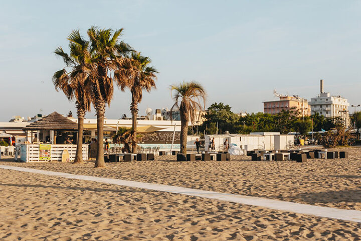 Strand Rimini, Emilia-Romagna, Italien