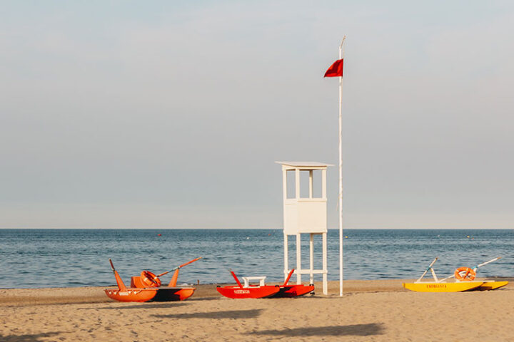 Strand Rimini, Emilia-Romagna, Italien