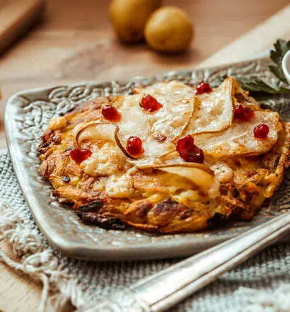 Kartoffel-Rösti mit Birne und Le Gruyère AOP
