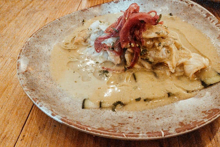 Essen im Barba Negra, Isla Holbox, Mexiko